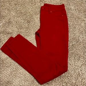 Red jeggings. Size small, long length. Skinny.